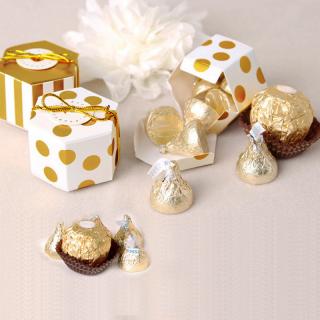 10pcs Mini Golden Stripe Dots Gift Box Hexagon Wedding Chocolate Box B_1